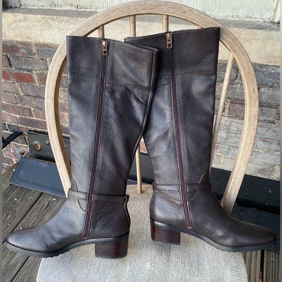 NEW COACH SULLIVAN SAFARI RIDING KNEE HIGH BROWN PEBBLED GRAIN LEATHER BOOTS 11 - Picture 7 of 11
